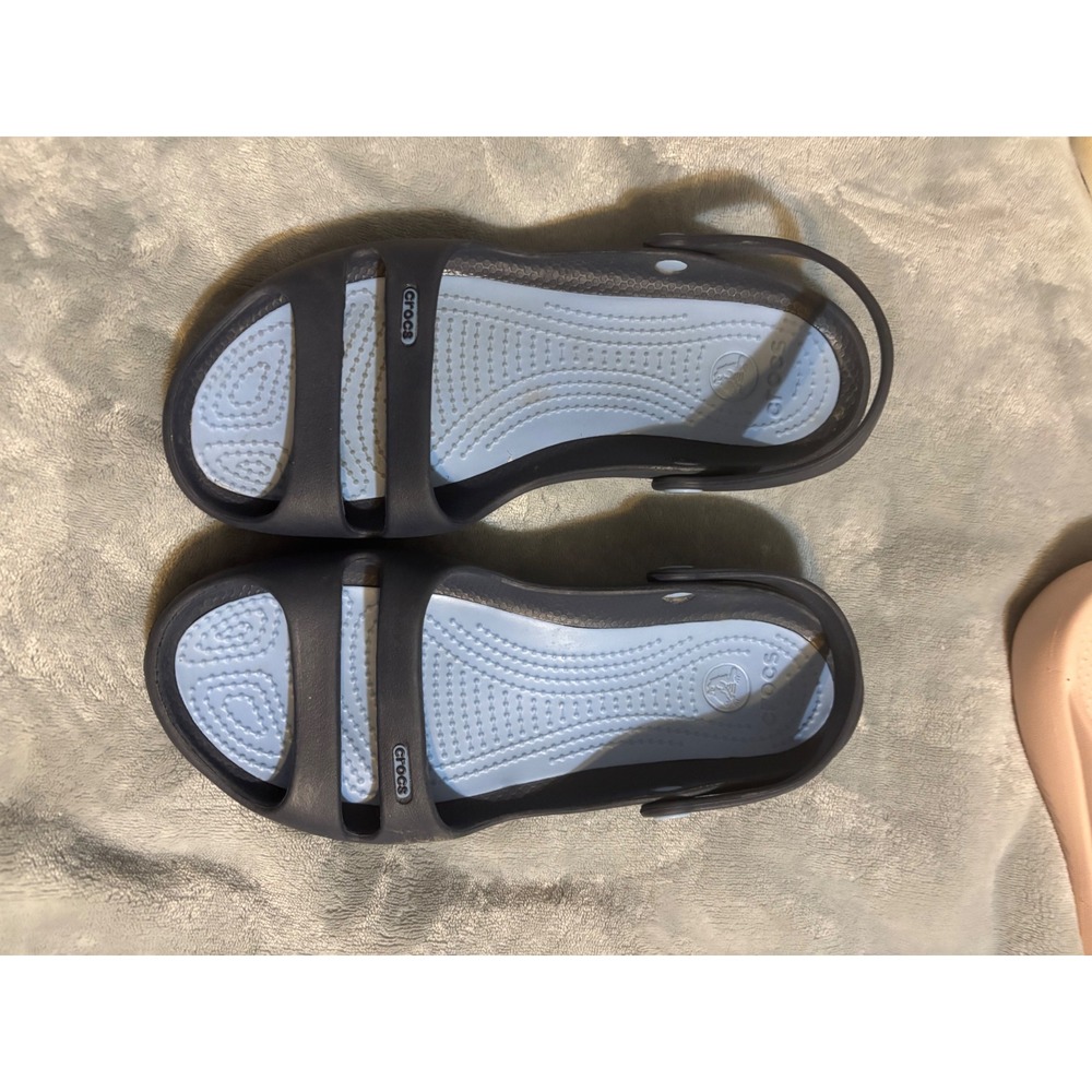 Crocs Cleo II Navy Blue Light Blue Strappy Slide Sandals Womens Size 10
